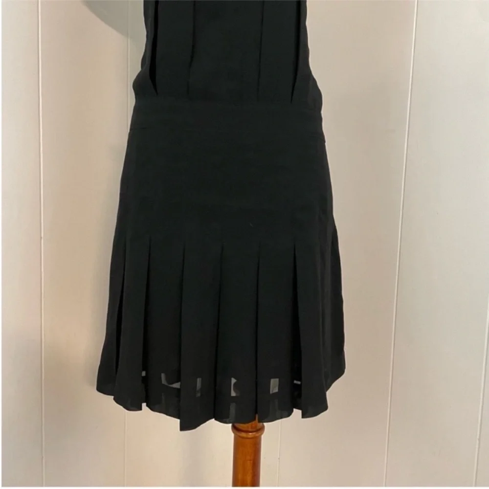 Comptoir Des Cotonniers Black Mini Dress‎ Women’s L Pleated Short Sleeve
